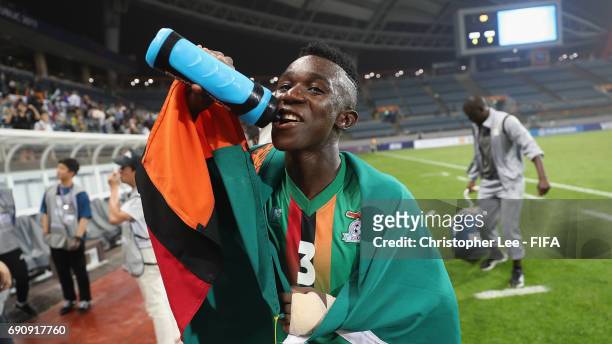 Prosper Chiluya of Zambia looks happy after their victory during the FIFA U-20 World Cup Korea Republic 2017 Round of 16 match between Zambia and...
