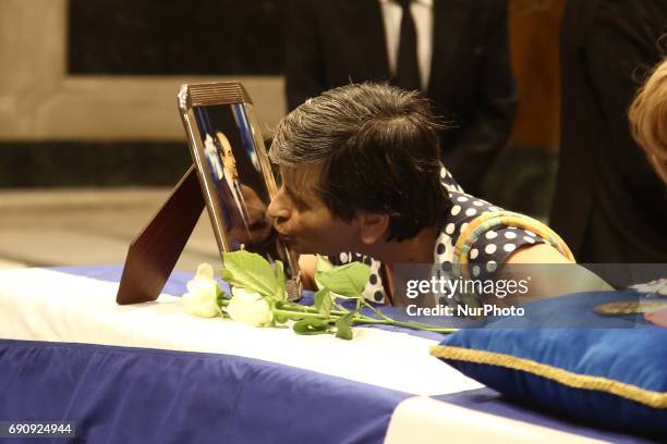 Mourners pay respects to Constantine Mitsotakis, at the Athens cathedral on May 31, 2017. The former conservative prime minister died this week aged...