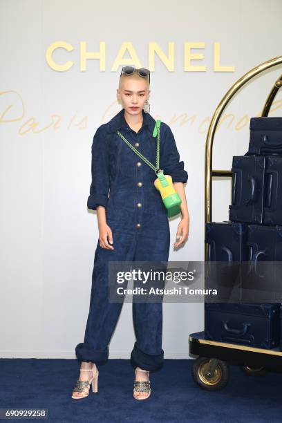 Model Chiaki Hatakeyama attends the CHANEL Metiers D'art Collection Paris Cosmopolite show at the Tsunamachi Mitsui Club on May 31, 2017 in Tokyo,...