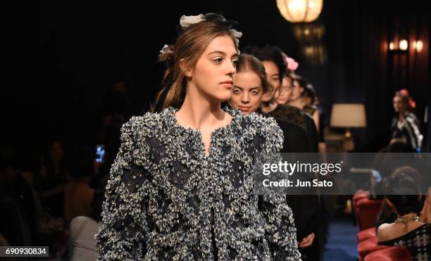 Sistine Stallone attends the CHANEL Metiers D'art Collection Paris Cosmopolite show at the Tsunamachi Mitsui Club on May 31, 2017 in Tokyo, Japan.