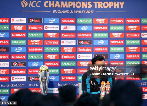 Bangladesh captain Mashrafe Mortaza chats to the media during the ICC Champions Trophy Bangladesh Press Conference at The Oval on May 31, 2017 in...