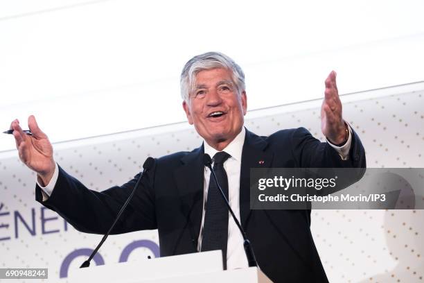 Outgoing Publicis Group Chairman and CEO Maurice Levy attends a Publicis general assembly as part of the transfer of power to his successor Arthur...