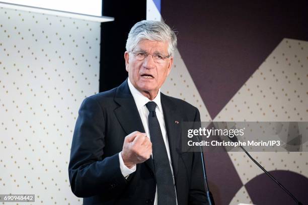 Outgoing Publicis Group Chairman and CEO Maurice Levy attends a Publicis general assembly as part of the transfer of power to his successor Arthur...