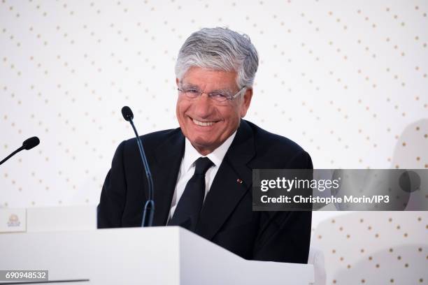 Outgoing Publicis Group Chairman and CEO Maurice Levy attends a Publicis general assembly as part of the transfer of power to his successor Arthur...