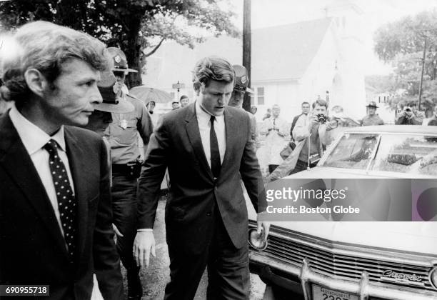 Senator Edward M. Kennedy arrives to the Dukes County Courthouse in Edgartown, Mass., on July 25 after pleading guilty to leaving the scene of a...