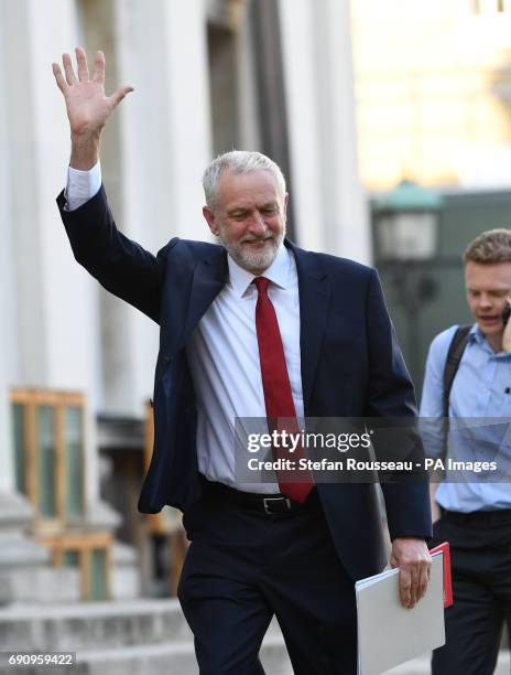 Labour leader Jeremy Corbyn arrives to take part in the BBC Election Debate hosted by BBC news presenter Mishal Husain, as it is broadcast live from...
