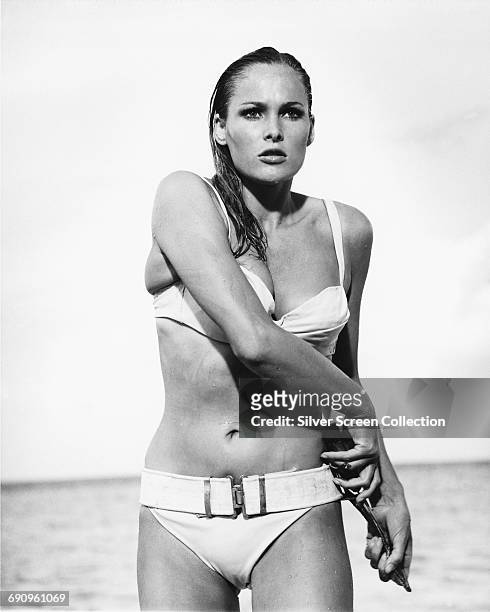 Swiss actress Ursula Andress as Honey Ryder in a scene from the James Bond film 'Dr. No', 1962.