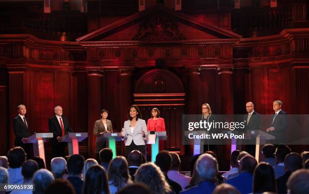 Liberal Democrats leader Tim Farron, Labour leader Jeremy Corbyn, Green Party co-leader Caroline Lucas, Plaid Cymru leader Leanne Wood, Home...