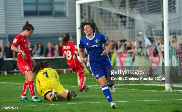 Fran Kirby of Chelsea celebrates after she scores to make it 3-0 during a WSL 1 match between Bristol City Women and Chelsea Ladies at the Stoke...