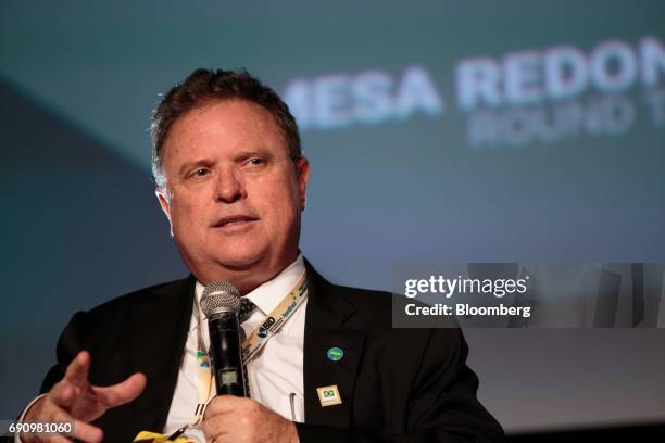 Blairo Maggi, Brazil's minister of agriculture, speaks during the Brazil Investment Forum 2017 in Sao Paulo, Brazil, on Wednesday, May 31, 2017. The...