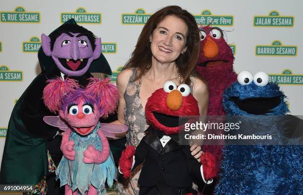 Cheryl Henson and The Muppets attend The 2017 Sesame Workshop Dinner at Cipriani 42nd Street on May 31, 2017 in New York City.