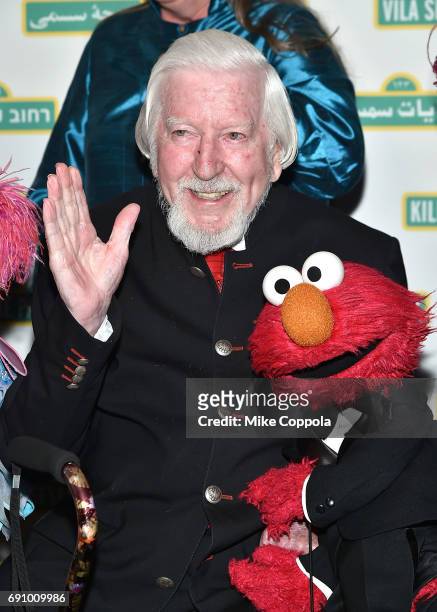 Author and puppeteer Caroll Spinney poses for a photo at the 15th Annual Sesame Workshop Benefit Gala at Cipriani 42nd Street on May 31, 2017 in New...