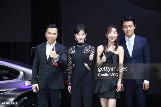 Actor Donnie Yen, actress Jing Tian, actress Zhang Jingchu and actor Tong Dawei attend the launch event of BMW Art Car on May 31, 2017 in Beijing,...