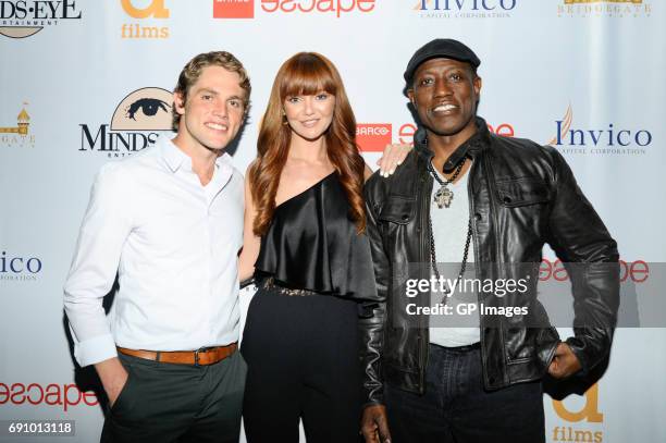 Actor Jedidiah Goodacre, Actress Hannah Rose May and Actor Wesley Snipes attend "The Recall" Toronto Premiere at Scotia Bank Theatre on May 31, 2017...