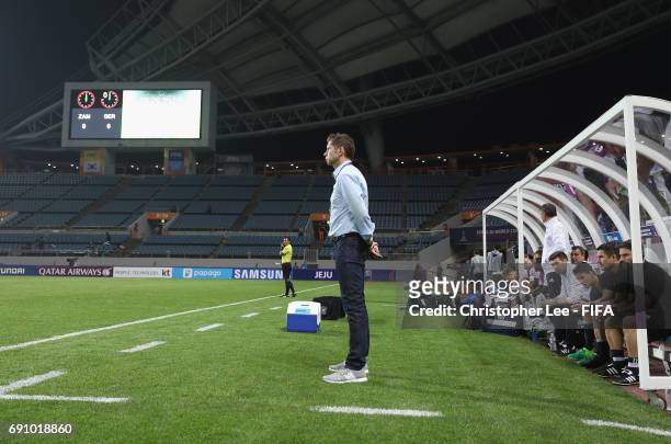 Head Coach Guido Streichsbier of Germany stands during the FIFA U-20 World Cup Korea Republic 2017 Round of 16 match between Zambia and Germany at...