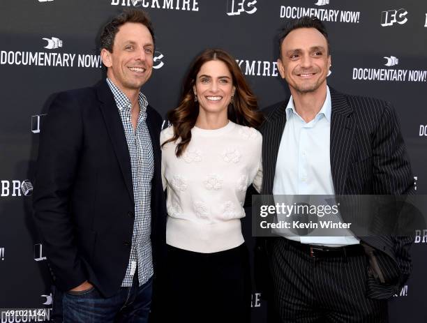 Actors Seth Meyers, Amanda Peet and Hank Azaria arrive at the FYC event for IFC's "Brockmire" and Documentary Now!" at the Saban Media Center on May...