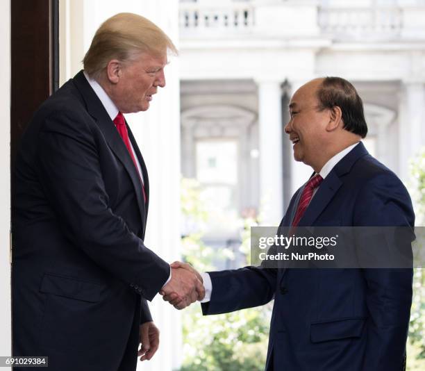 President Donald Trump welcomed Prime Minister Nguyen Xuan Phuc of Vietnam, at the West Wing Portico of the White House, On Wednesday, May 31, 2017.