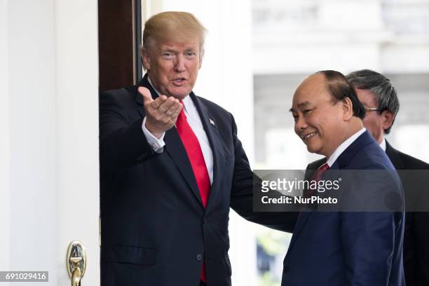President Donald Trump welcomed Prime Minister Nguyen Xuan Phuc of Vietnam, at the West Wing Portico of the White House, On Wednesday, May 31, 2017.