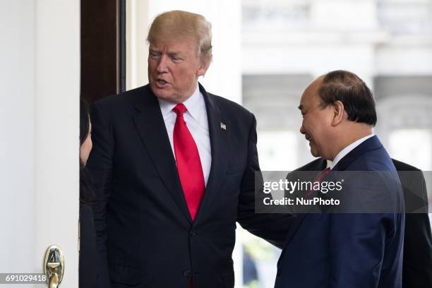 President Donald Trump welcomed Prime Minister Nguyen Xuan Phuc of Vietnam, at the West Wing Portico of the White House, On Wednesday, May 31, 2017.