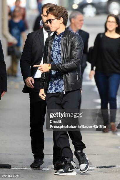 Tom Holland is seen at 'Jimmy Kimmel Live' on May 31, 2017 in Los Angeles, California.