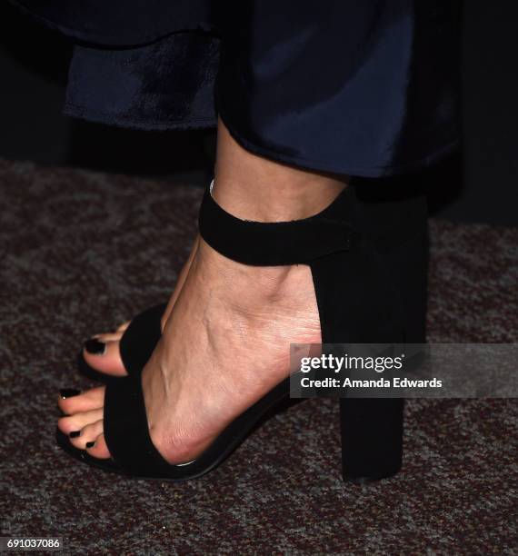 Actress Ginger Gonzaga, shoe detail, arrives at the premiere of Showtime's "I'm Dying Up Here" at the DGA Theater on May 31, 2017 in Los Angeles,...