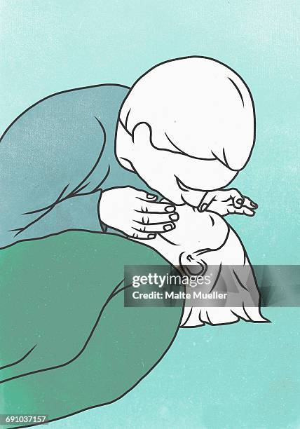 ilustraciones, imágenes clip art, dibujos animados e iconos de stock de illustration of man performing cpr on woman during training class - reanimación cardiopulmonar