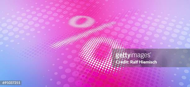 spotted percentage sign against pink background - finance and economy photos stock illustrations