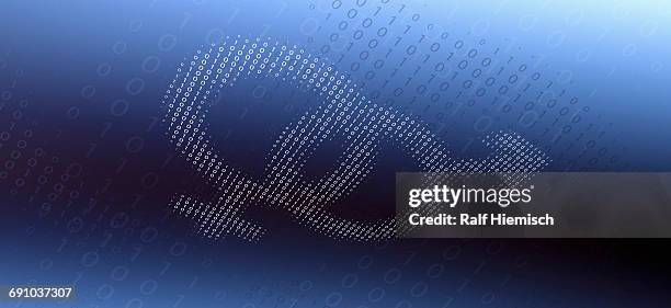 illustrazioni stock, clip art, cartoni animati e icone di tendenza di female and male gender symbols made of binary numbers over blue background - simbolo di genere