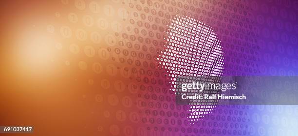 face made from binary code over colored background - circle of heads stock illustrations