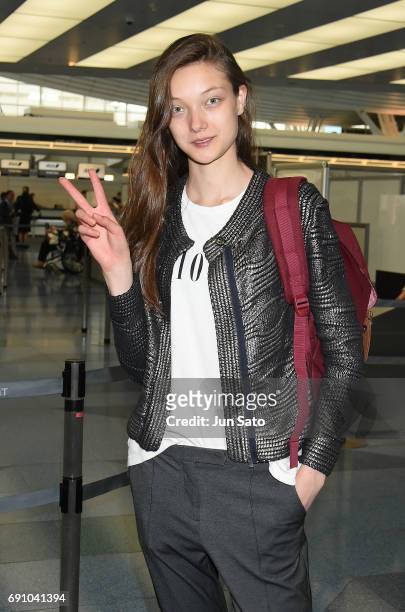 Yumi Lambert is seen at Haneda airport on June 1, 2017 in Tokyo, Japan.