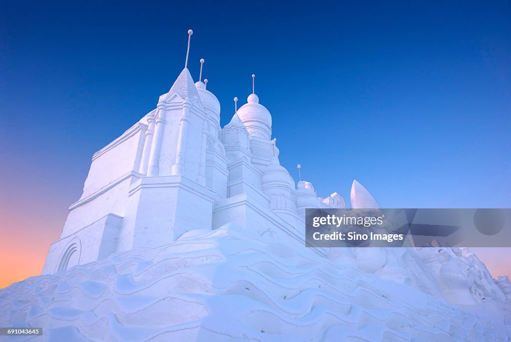 China, Heilongjiang Province, Harbin, Ice sculpture palace at Harbin International Ice and Snow Sculpture Festival