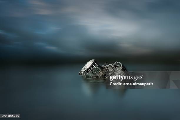 shipwreck, benodet beach, brittany, france - shipwreck stock pictures, royalty-free photos & images