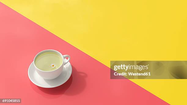 Cup of chamomile tea, 3d rendering