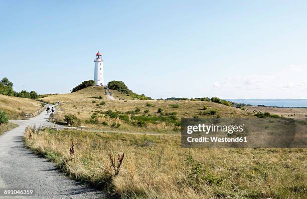 germany, hiddensee, dornbusch, view to landscape and lighthouse - mecklenburg vorpommern stock-fotos und bilder