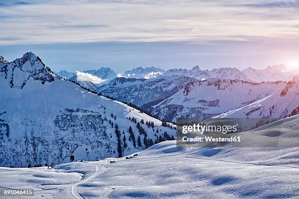austria, greater walser valley, damuls - neve profunda imagens e fotografias de stock