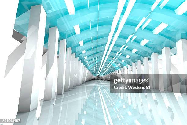 futuristic architecture, 3d rendering - inside train station stock illustrations