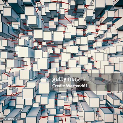Pattern of connected angular shapes, 3D rendering Pattern of connected angular shapes, 3D rendering