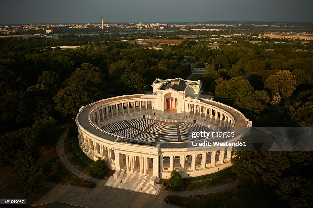 USA, Virginia, Aerial photograph of the Arlington National Cemetery Theater