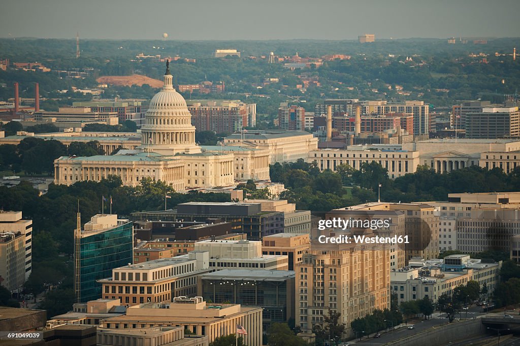 USA, Washington, D.C., Aerial photograph of the United States Capitol and the Federal Triangle