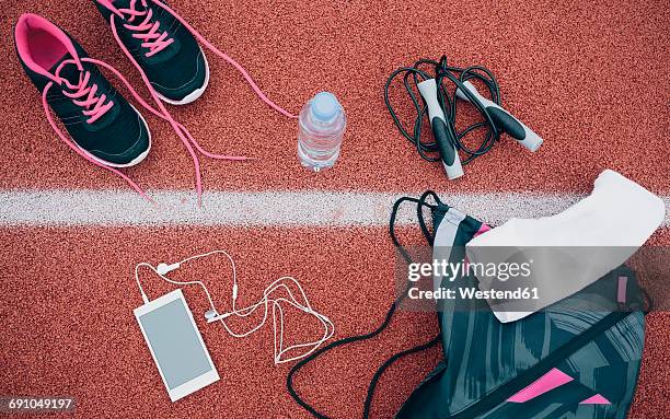 Training utensils on tartan track