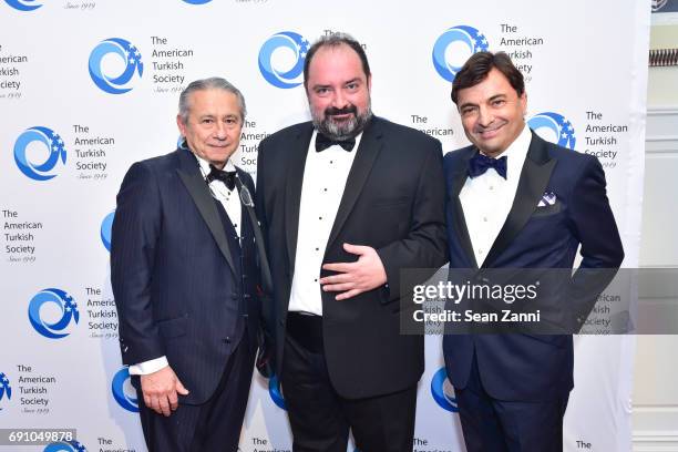 Dr. Tamer Seckin, Nevzat Aydin and Murat Koprulu attend The American Turkish Society 2017 Gala Dinner at 583 Park Avenue on May 31, 2017 in New York...