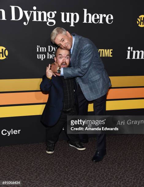 Actors and comedians Brad Williams and Tom Dreesen arrive at the premiere of Showtime's "I'm Dying Up Here" at the DGA Theater on May 31, 2017 in Los...