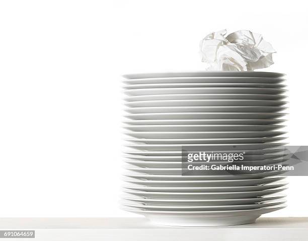 white plates, minimal - stack of plates stock pictures, royalty-free photos & images