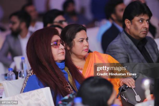 Of Shahnaz Herbals Inc Shahnaz Husain and BJP MP Meenakshi Lekhi during the Hindustan Times Game Changer Awards 2017 at Hotel Oberoi on May 24, 2017...