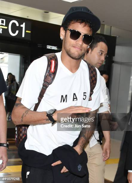 Brazilian star-footballer Neymar Jr. Is seen on June 1, 2017 in Tokyo, Japan.