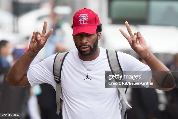 Andre Drummond is seen at 'Jimmy Kimmel Live' on May 31, 2017 in Los Angeles, California.