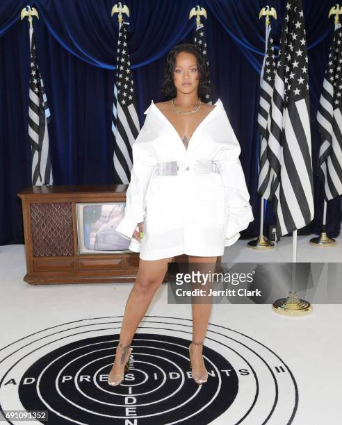 Rihanna attends Madeworn x Roc96 Pop-Up Event on May 31, 2017 in Los Angeles, California.