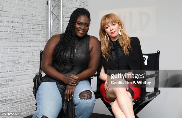 Actors Danielle Brookes and Natasha Lyonne from the cast of 'Orange is the New Black' speak at the Build LDN event at AOL London on June 1, 2017 in...