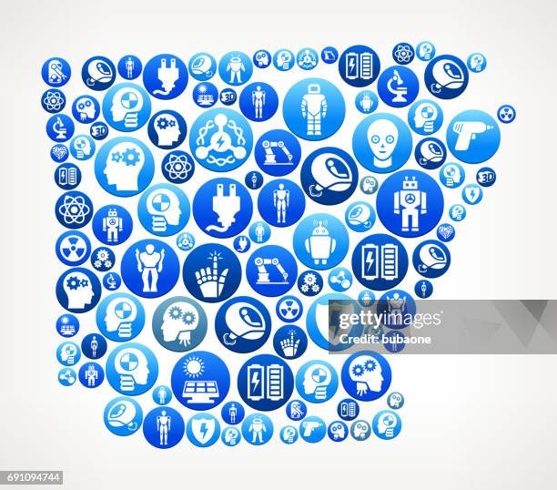 arkansas robots and robotics vector button pattern - prosthetic technology stock illustrations