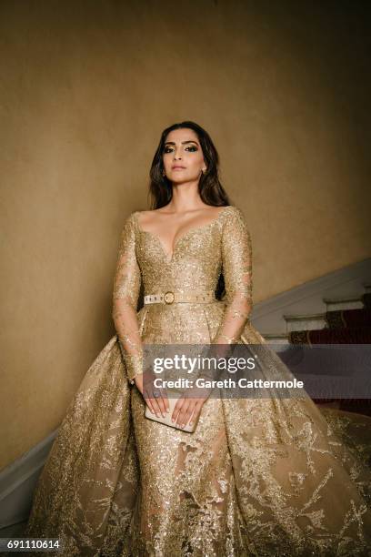 Sonam Kapoor departs the Martinez Hotel during the 70th annual Cannes Film Festival on May 22, 2017 in Cannes, France.